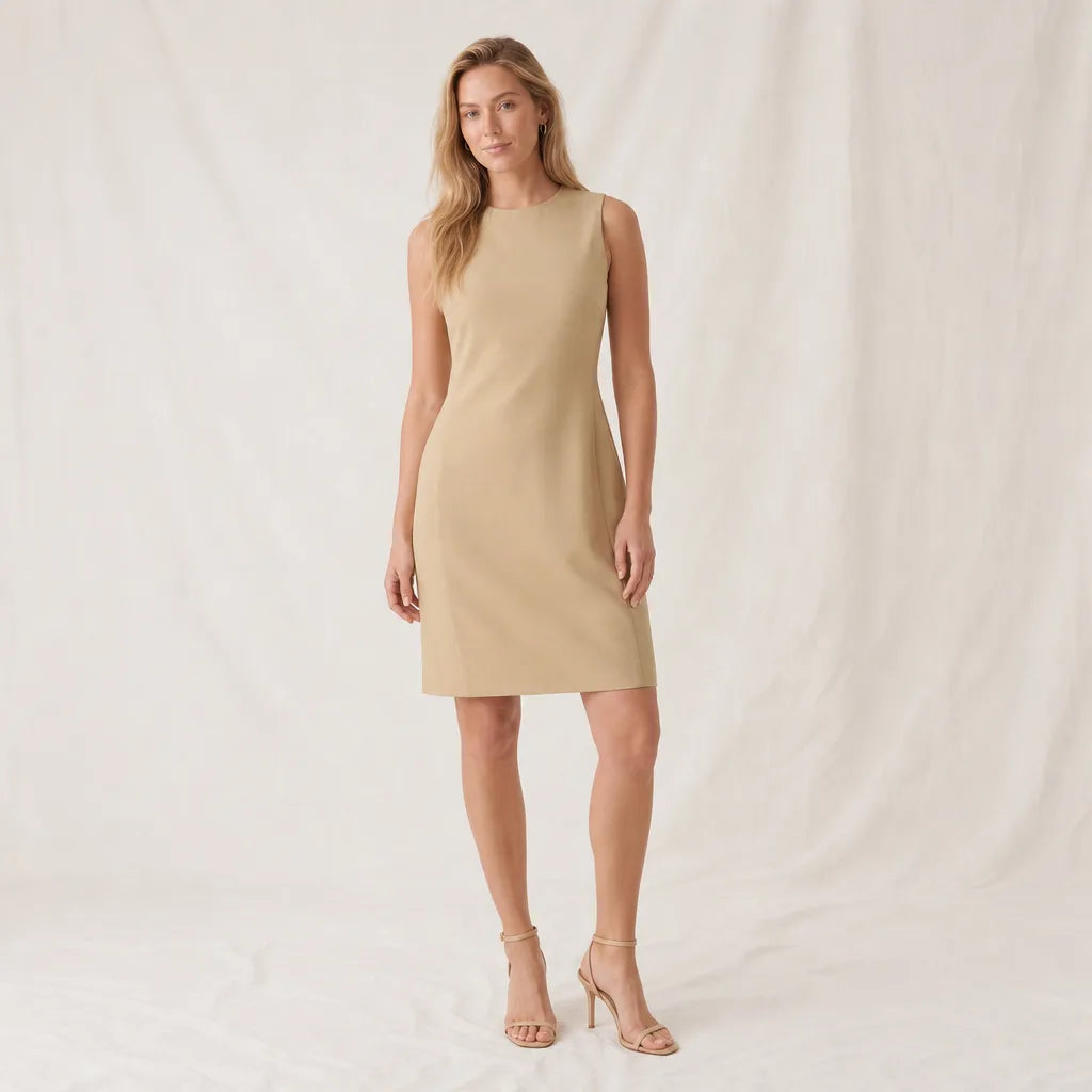 Darlie A-Line Dress - Color:Beige;Size:M