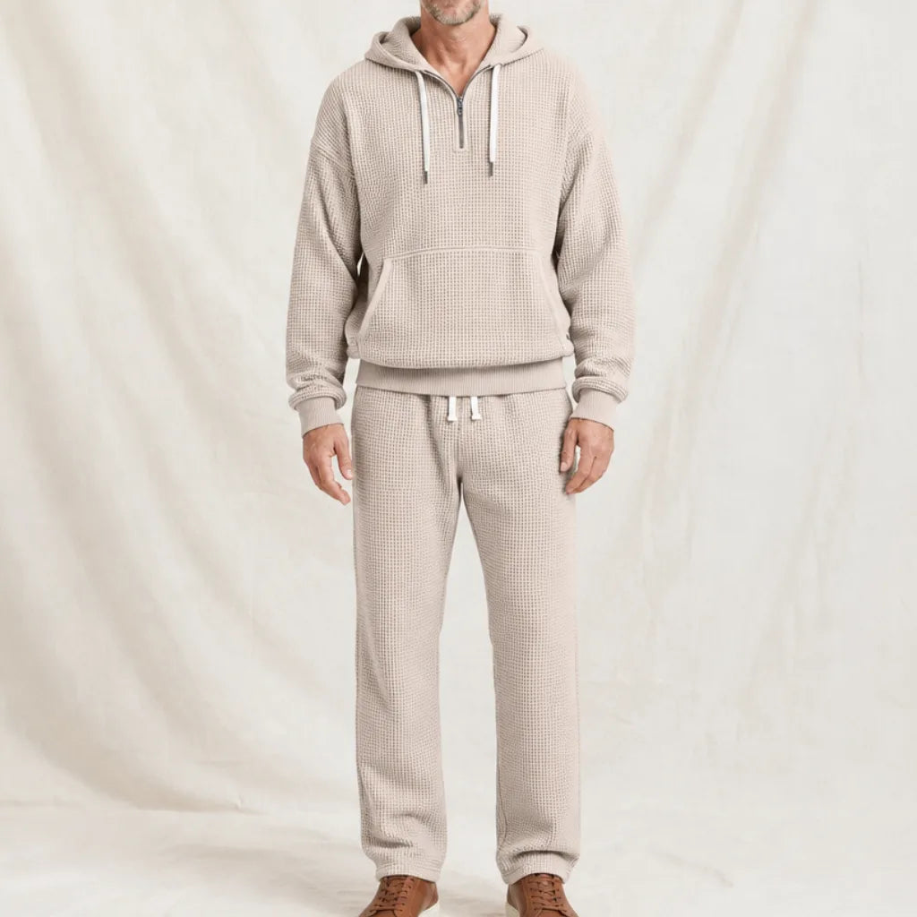 Darlington Waffle Tracksuit - Color:Beige;Size:XS