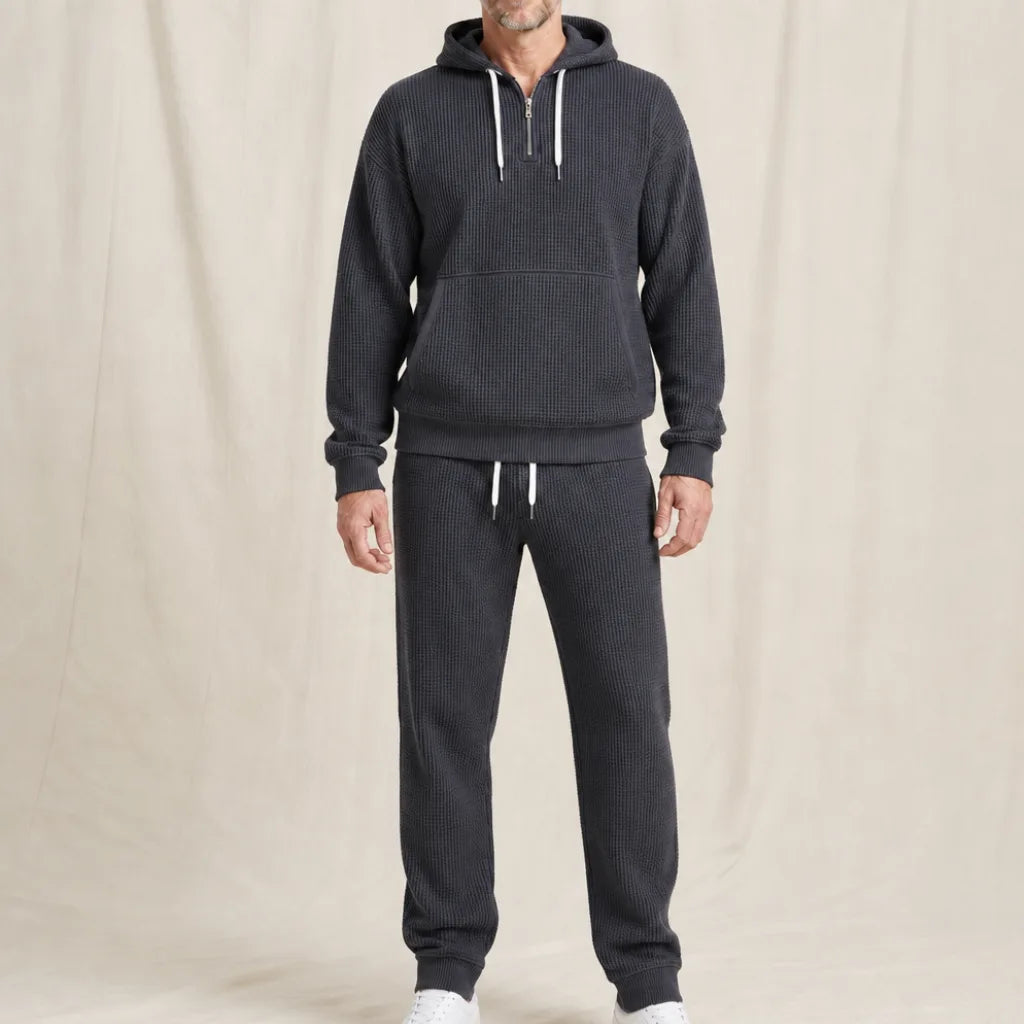 Darlington Waffle Tracksuit - Color:Black;Size:XS