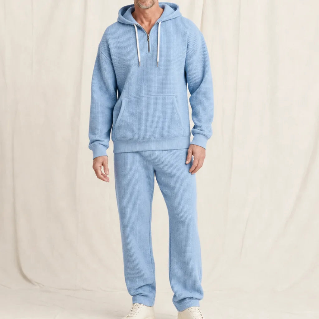 Darlington Waffle Tracksuit - Color:Blue;Size:XS