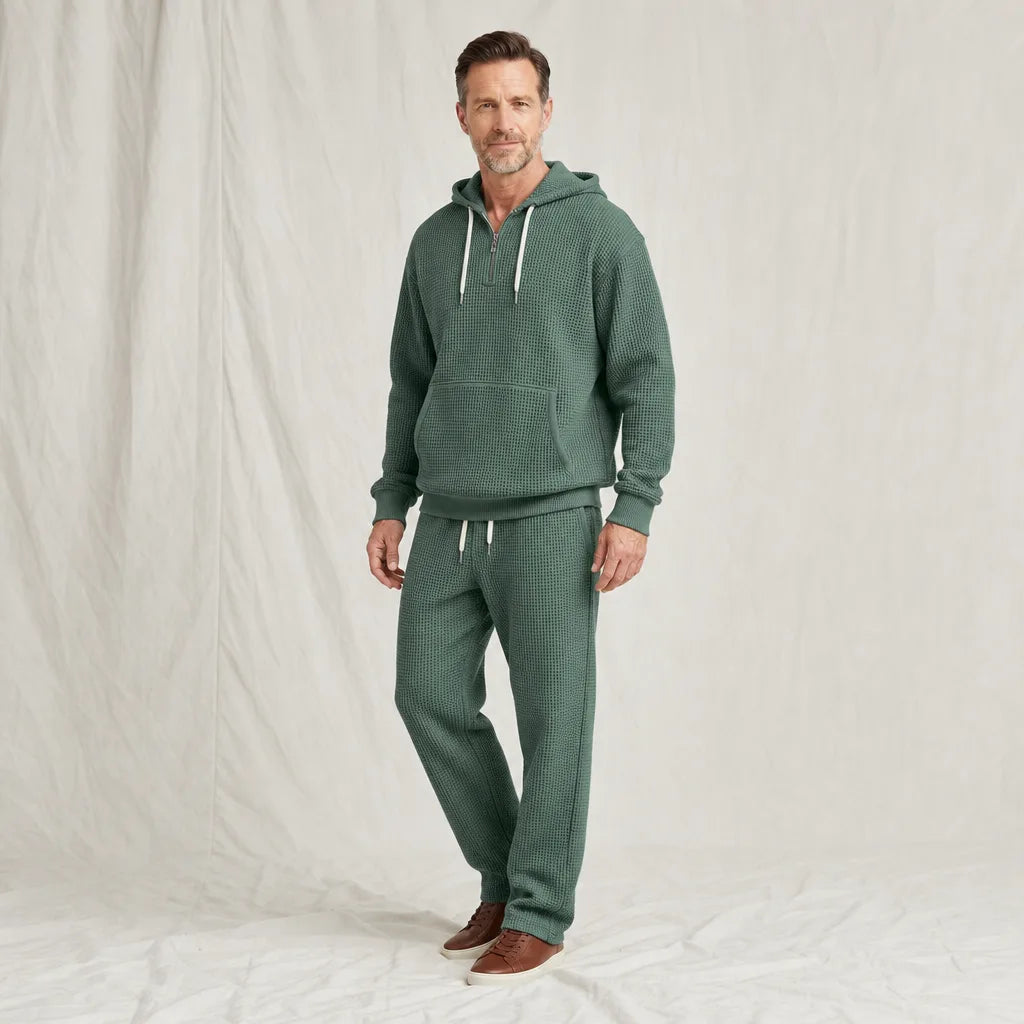 Men's Green Darlington Waffle Hoodie Set