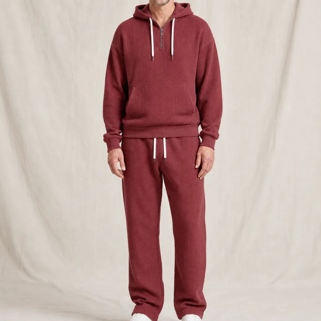 Darlington Waffle Tracksuit - Color:Red;Size:XS