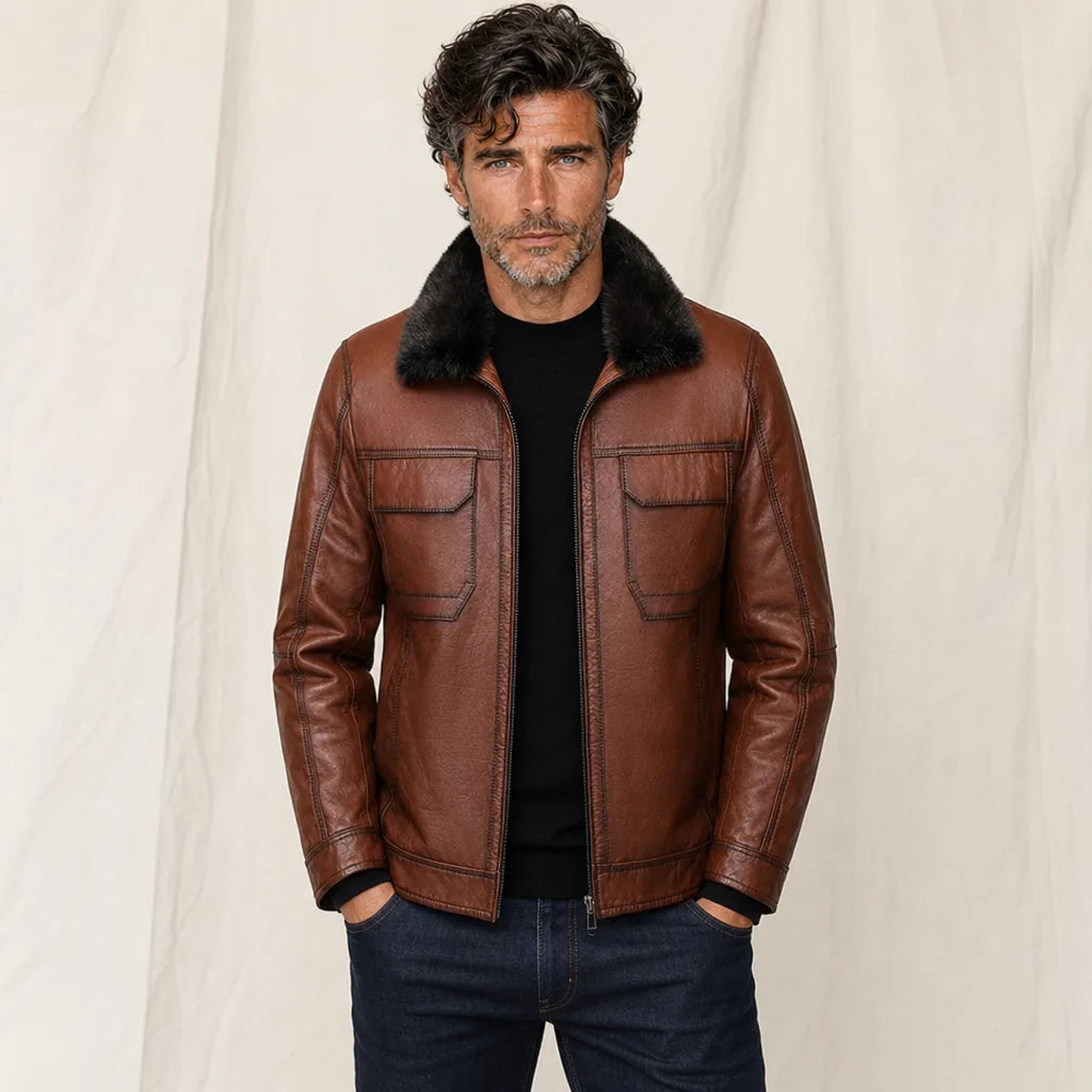 Men's Brown Darwin Cowhide Leather Jacket