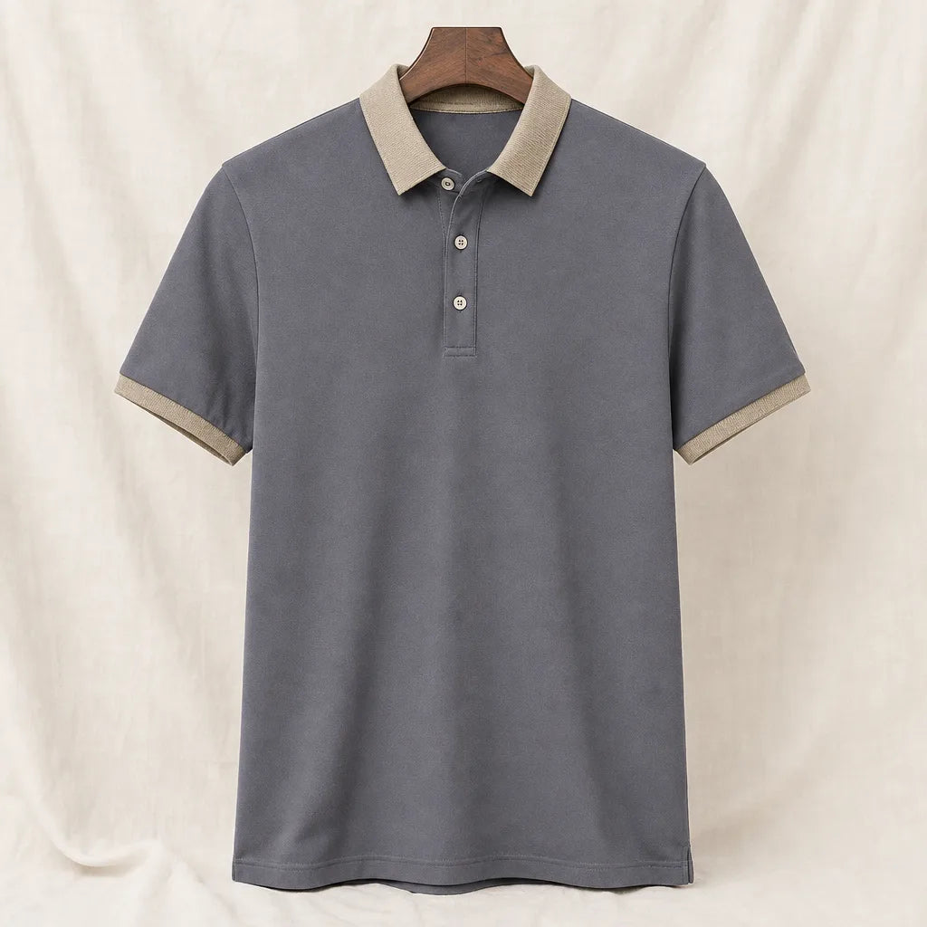 Davidson Cotton Knit Polo Shirt - Color:Dark Gray;Size:S