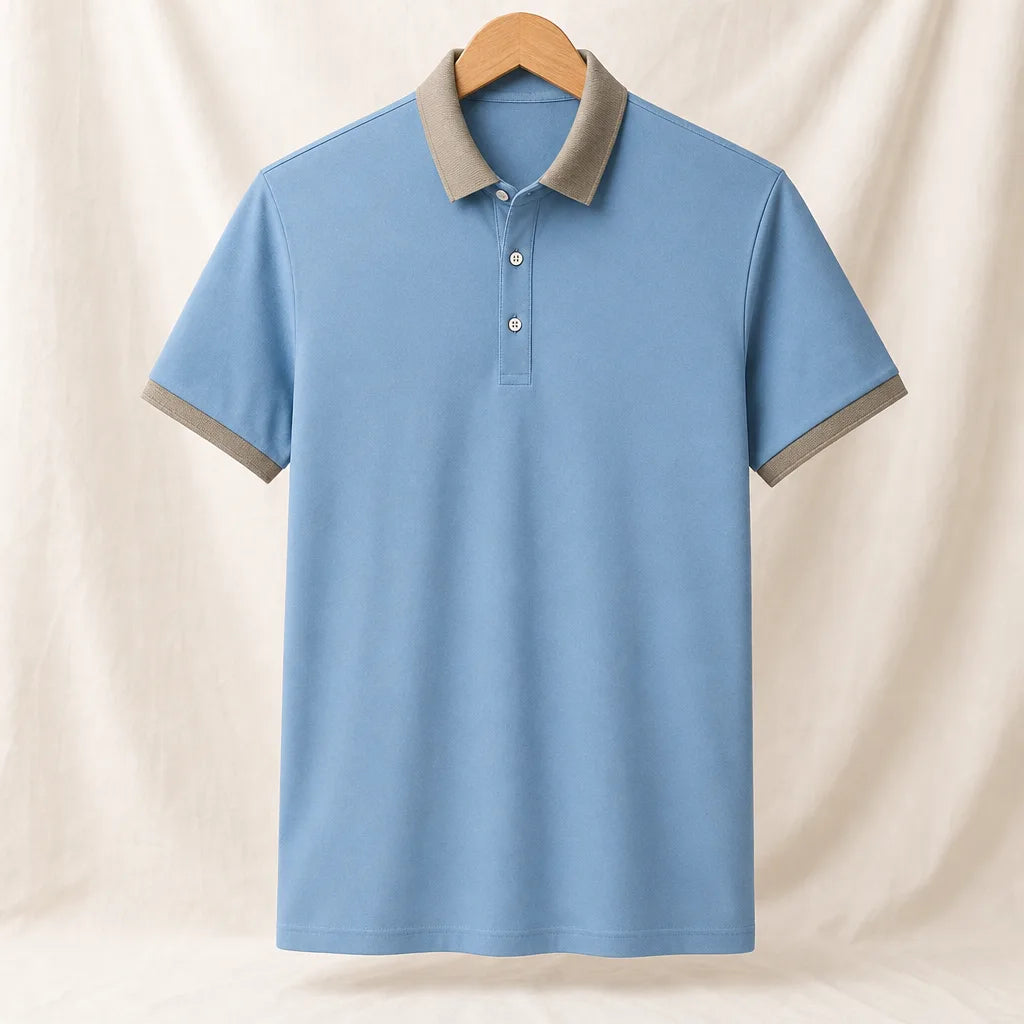 Davidson Cotton Knit Polo Shirt - Color:Ligth Blue;Size:Color:Ligth Blue;Size:Ligth Blue;Size:og Blue;Size:M