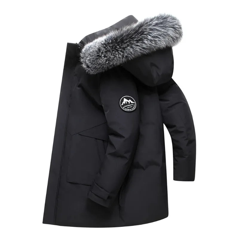 Dayton Expedition | Men's Fur Lined Hooded Trench Coat - Color:Black;Size:S