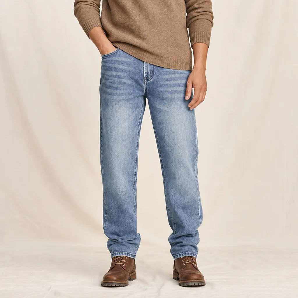 Dean Cotton Wide-Leg Jeans - Color:Blue;Size:XS
