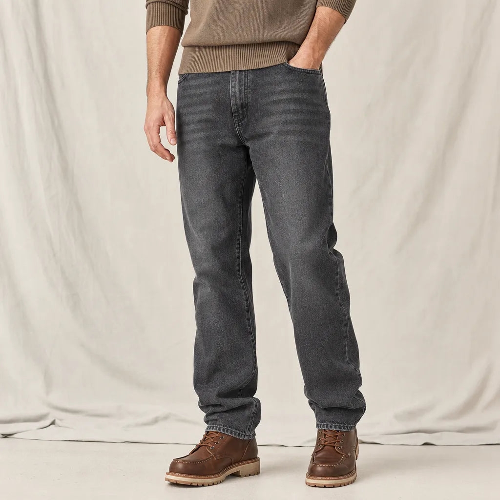 Men's Black Dean Cotton Wide-Leg Jeans