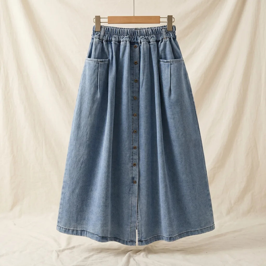 Debbie Denim Skirt - Color:Blue;Size:S