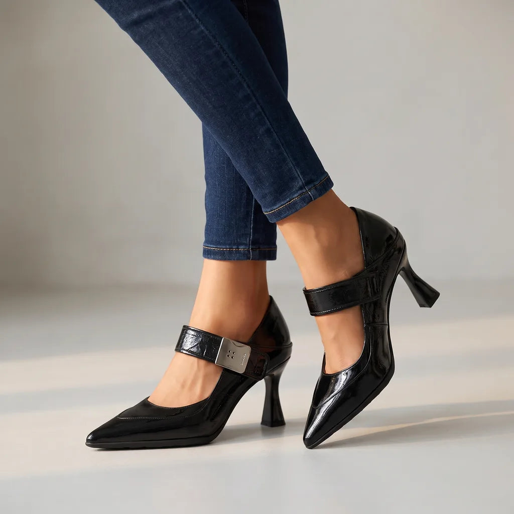 Delaney | Women's High Heels  dubbel check gewicht - Color:Black;Size:35