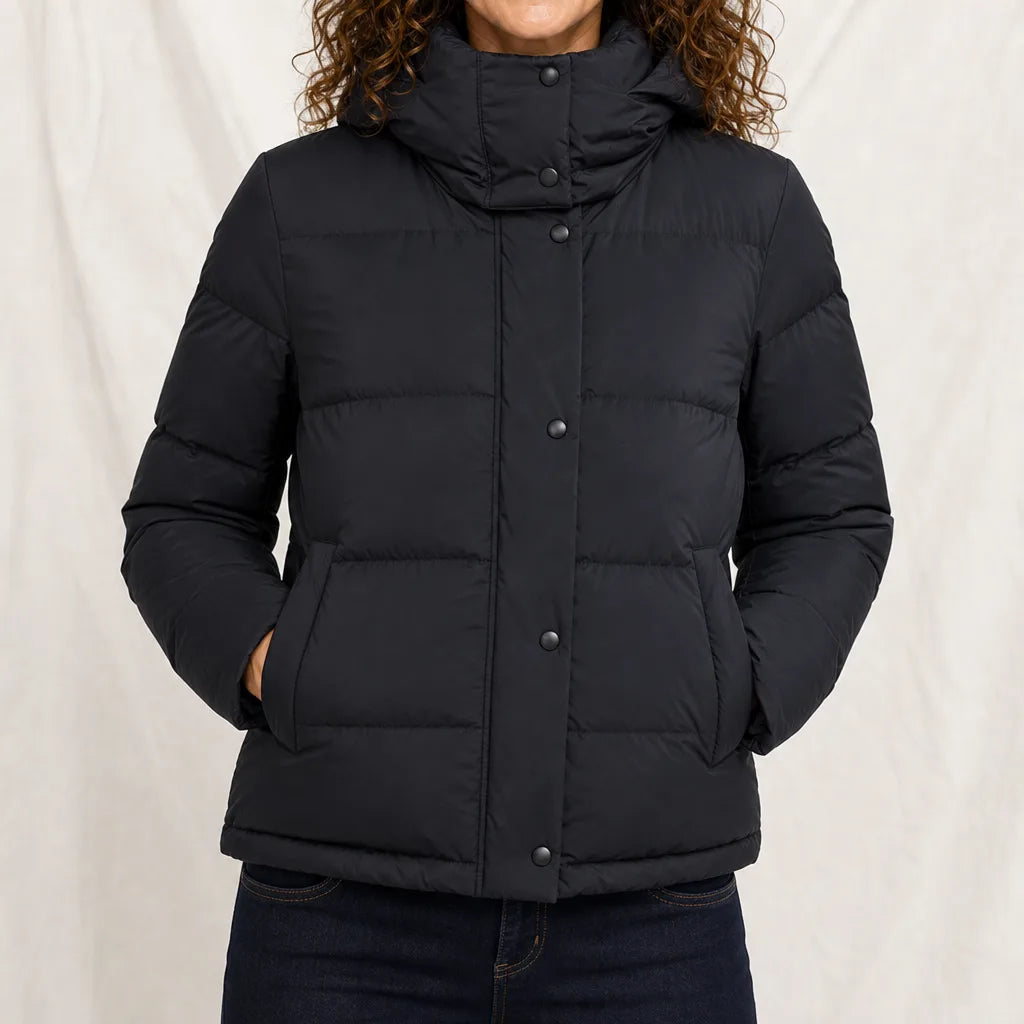 Delia | Womens Hooded Puffer Jacket - Color:Black;Size:XS