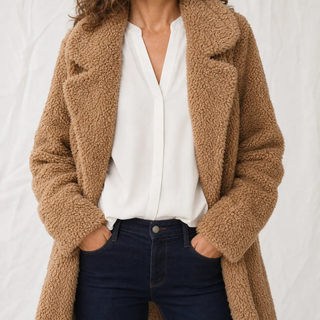 Delia | Women's Teddy Coat - Color:Brown;Size:XS