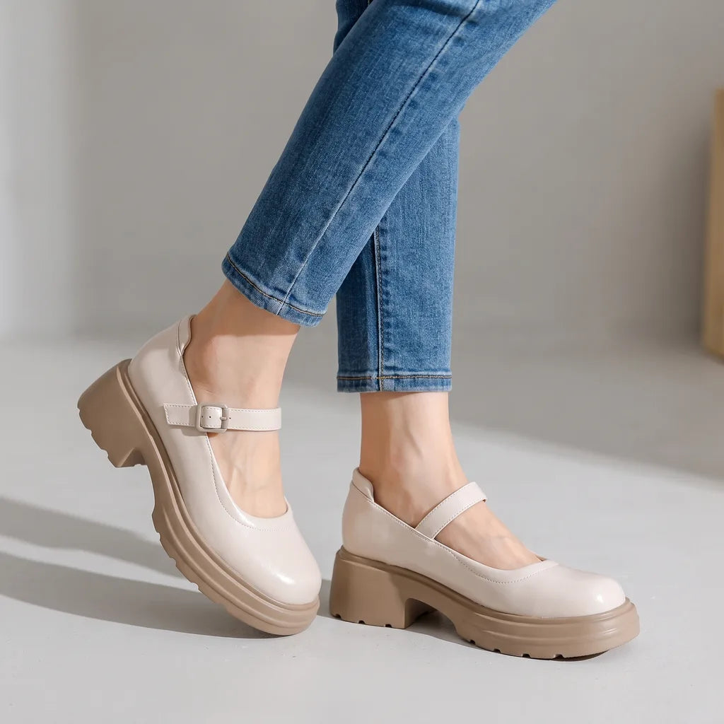 Delphine Orthopedic Mary Jane Shoes - Color:Beige;Size:35