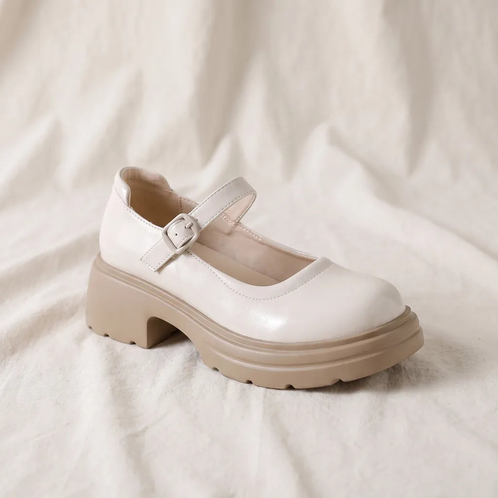 Women's Beige Olivia Platform Mary Janes