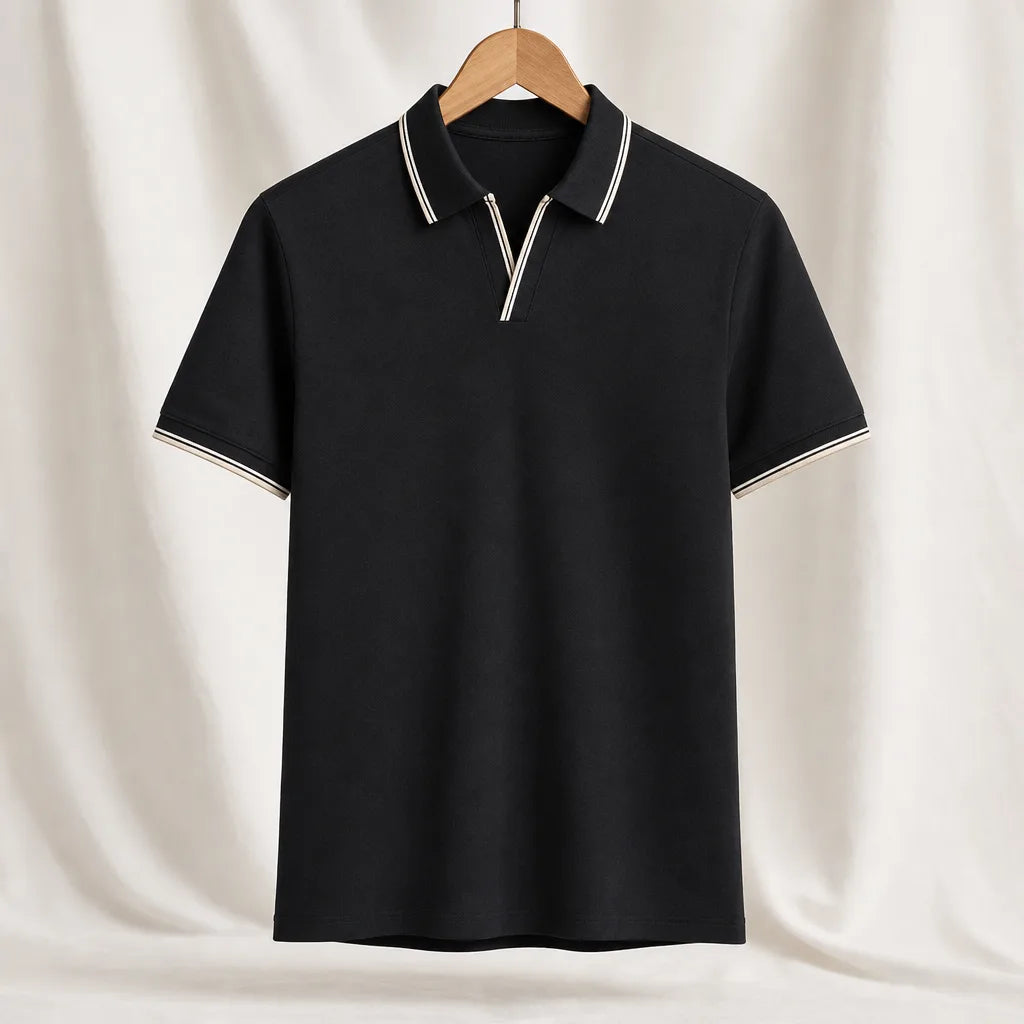 Denham Cotton Polo Shirt - Color:Black;Size:S