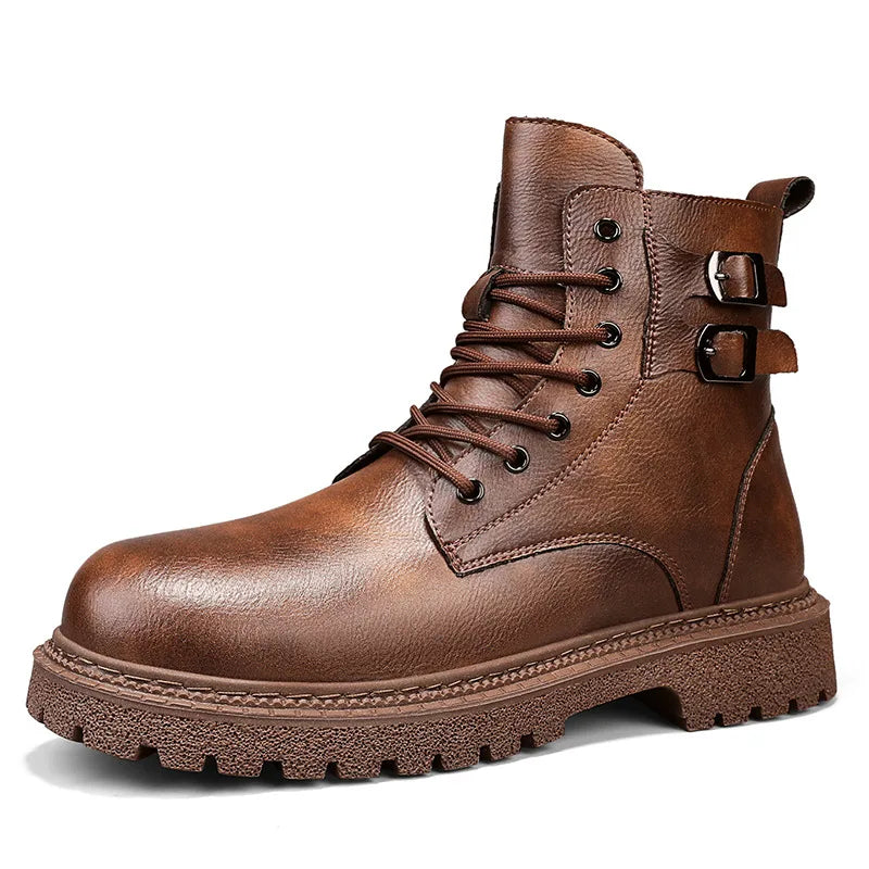 Denton | Men's Genuine Leather Boots  - Color:Cognac Brown;Size:38
