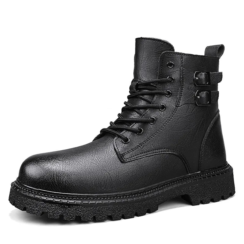 Denton | Men's Genuine Leather Boots  - Color:Obsidian Black;Size:38