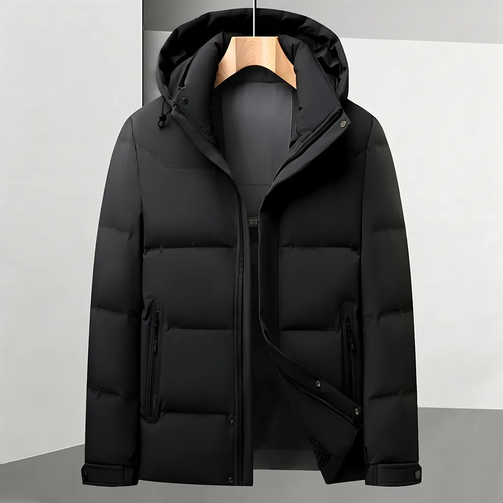 Donovan | Men's Alpine Puffer Hooded Winter Jacket - Color:Black;Size:M