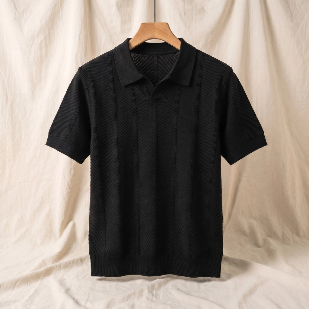 Dylan Silk Knit Polo - Color:Black;Size:S