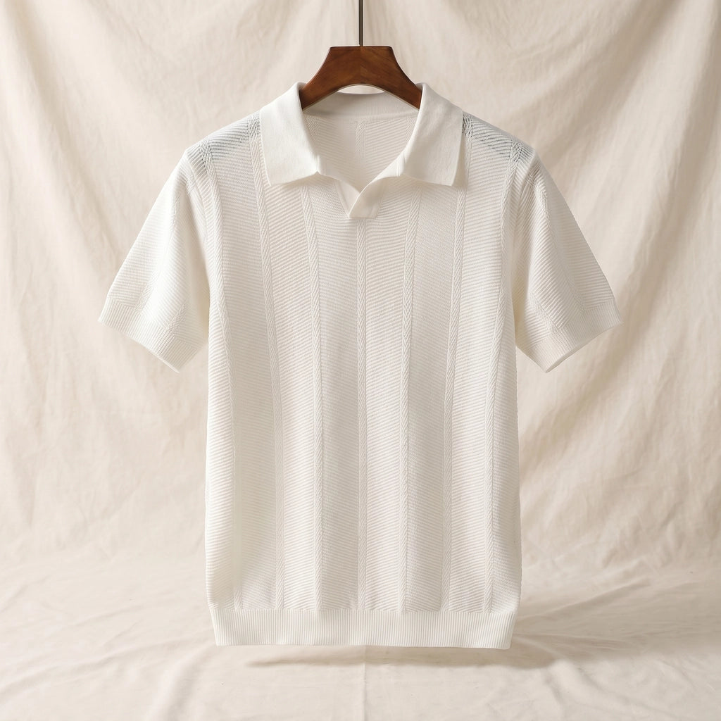 Dylan Silk Knit Polo - Color:White;Size:S