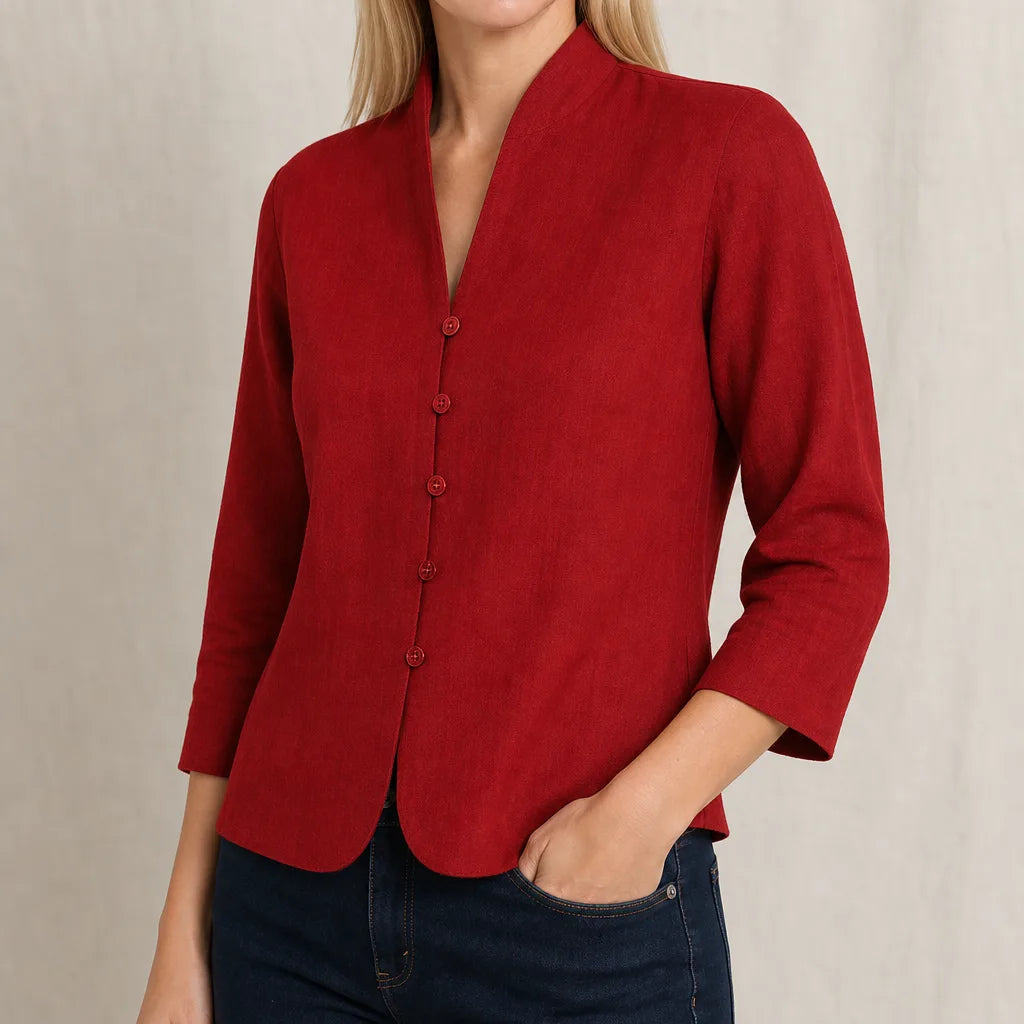 Women's Red Edward Cropped Cotton Jacket