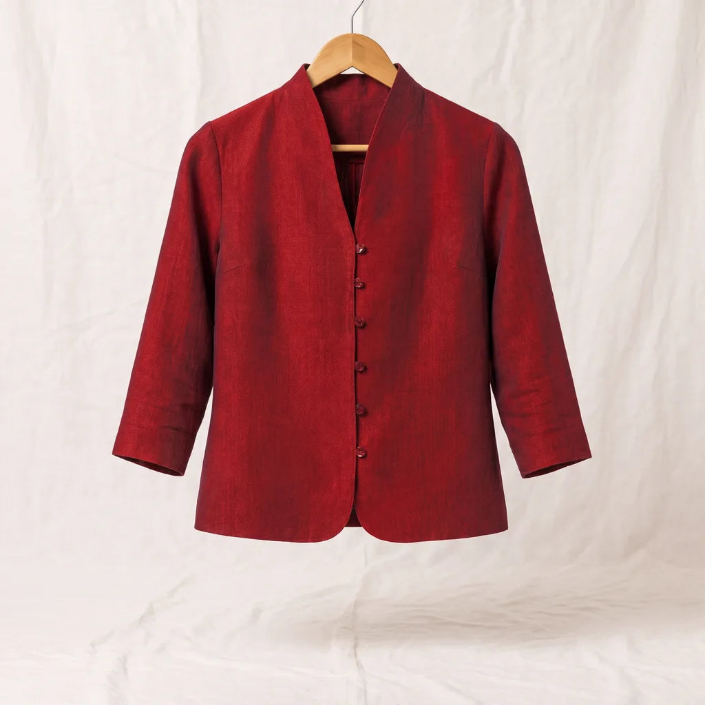 Women's Red Edward Cropped Cotton Jacket