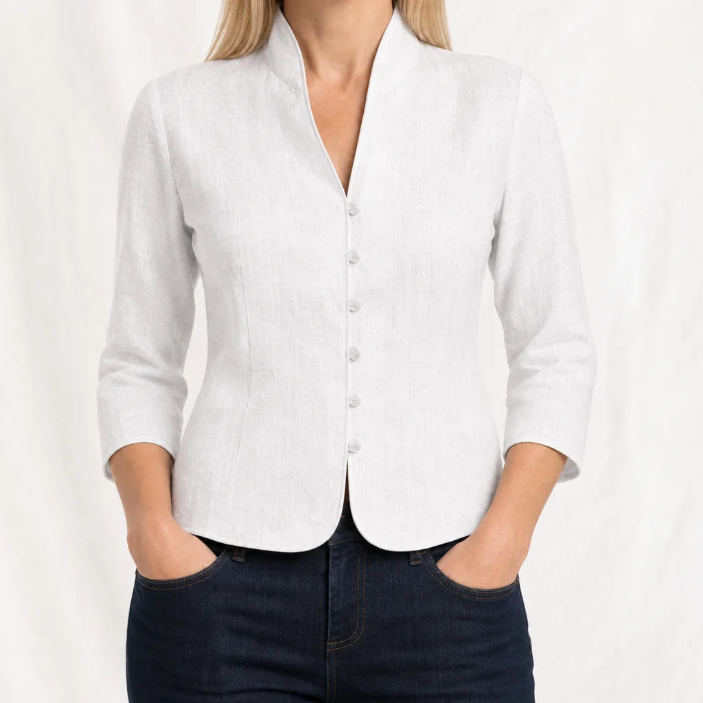 Edwina Cropped Cotton Jacket - Color:White;Size:XS