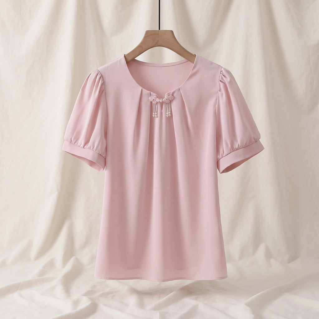 Elara Vance Blouse - Color:Pink;Size:S