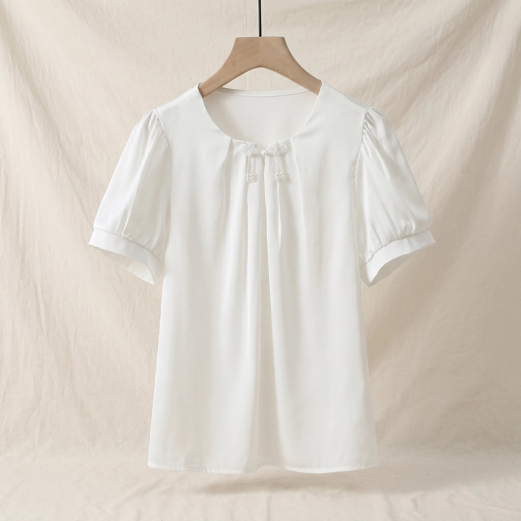 Elara Vance Blouse - Color:White;Size:S
