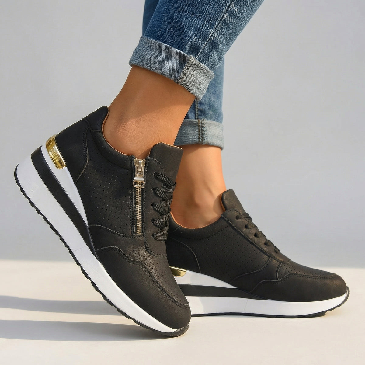 Elena Wedge Trainers - Color:Black;Size:36