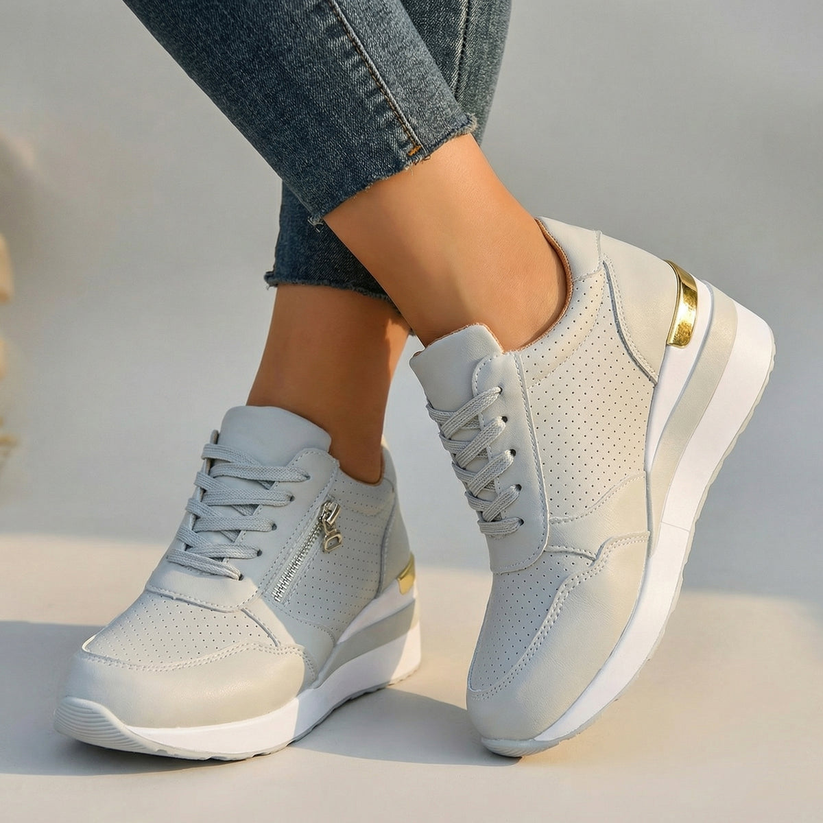 Elena Wedge Trainers - Color:Gray;Size:36