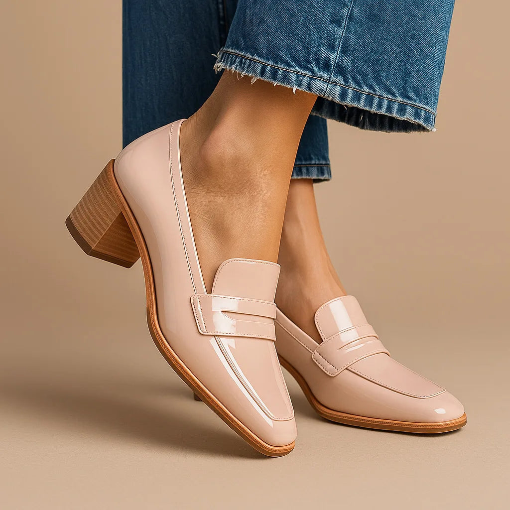 Eleanor | Women's Orthopaedic Block-Heel Loafers - Color:Light Pink;Size:35