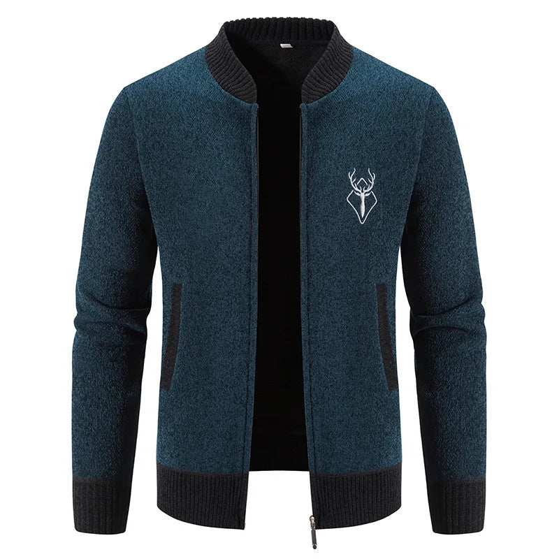 Elias | Men's Knitted Jacket - Color:Navy Blue;Size:S