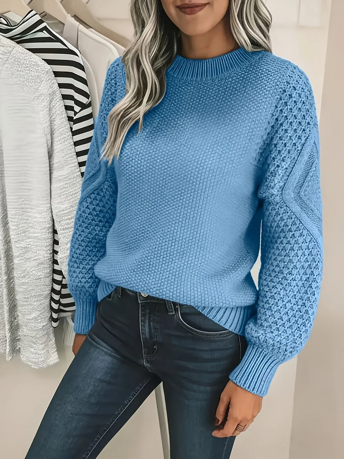Women's Elisa | Women's Cable Knitted Lantern Jumper