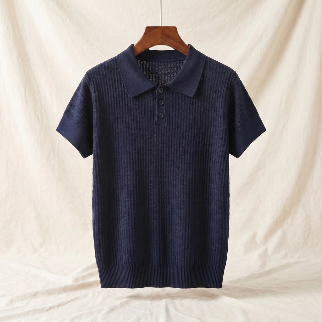 Elise Tencel Knit Polo - Color:Navy;Size:XS