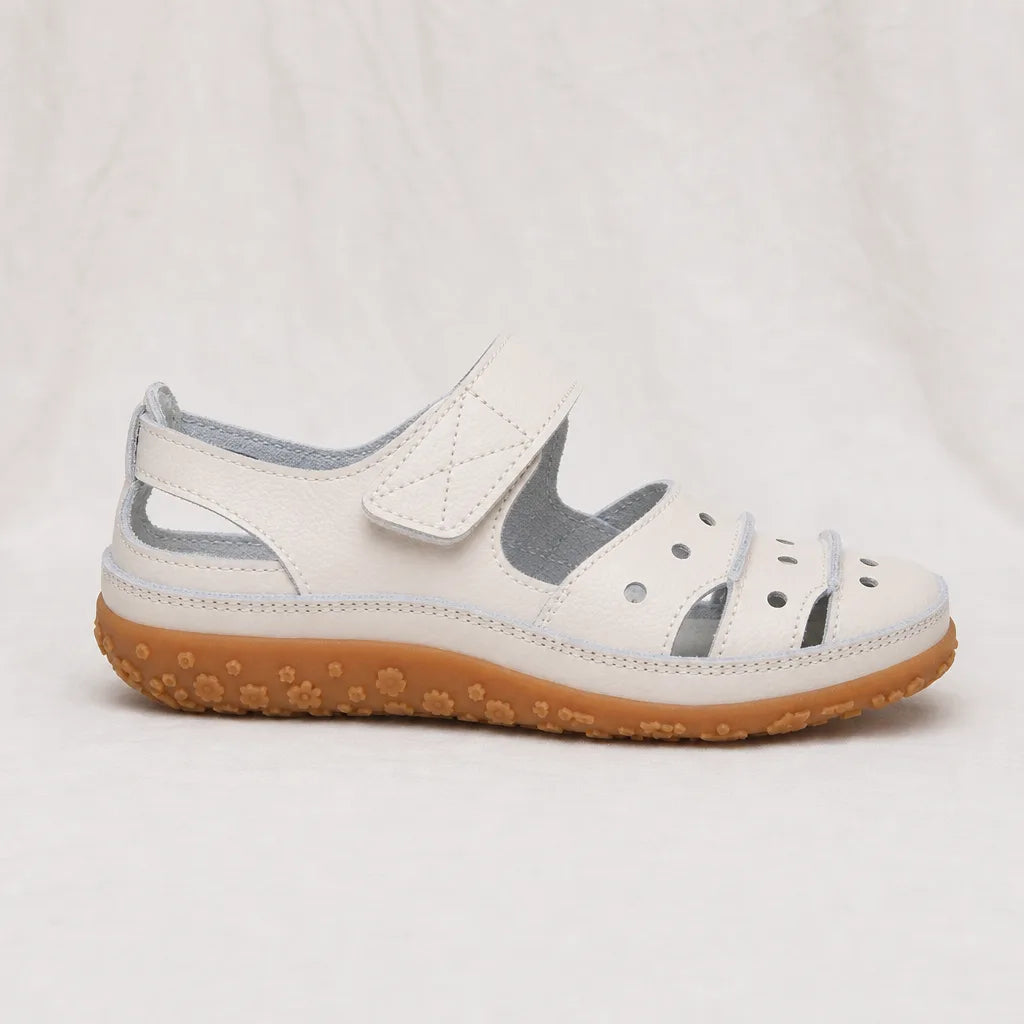 Women's Beige Quentin Leather Cutout Sandals