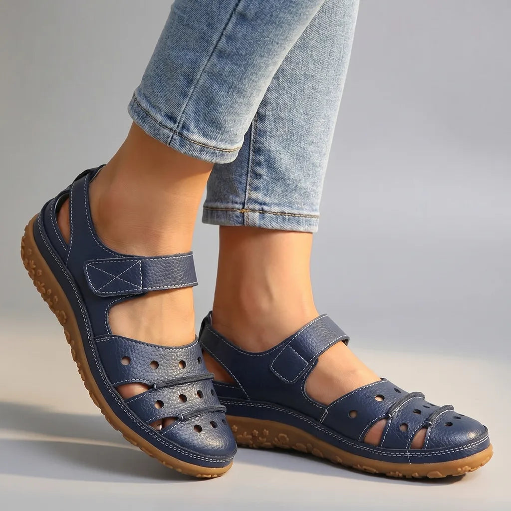 Women's Dark Blue Quentin Leather Cutout Sandals