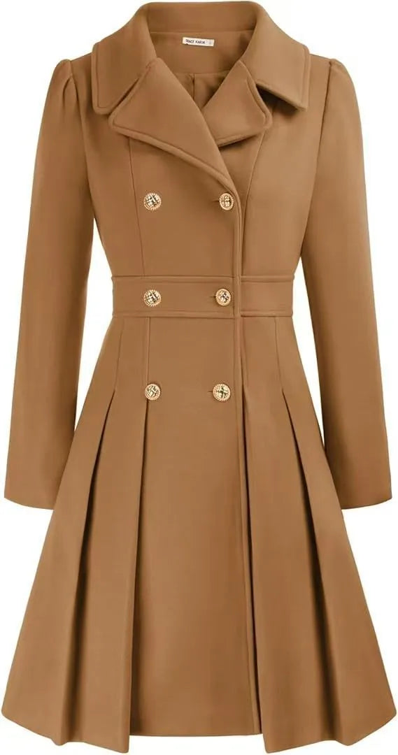 Ellena | Women's Classy Long Sleeve Coat  - Brown