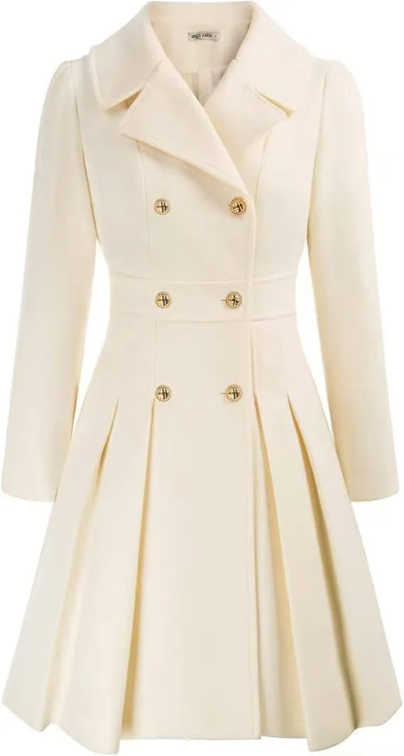 Ellena | Women's Classy Long Sleeve Coat  - White