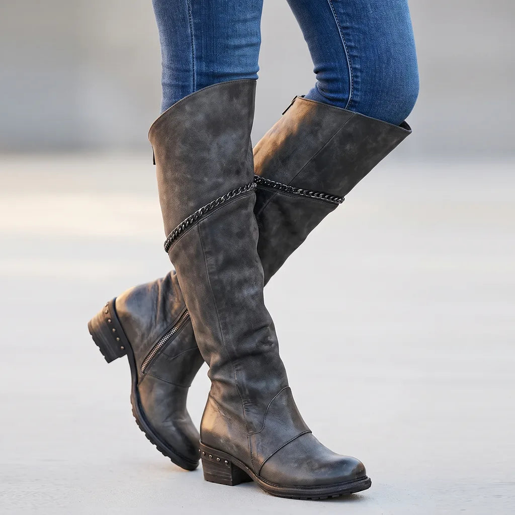 Ellie | Women's Orthopaedic Knee-High Boots  - Color:Gray;Size:35