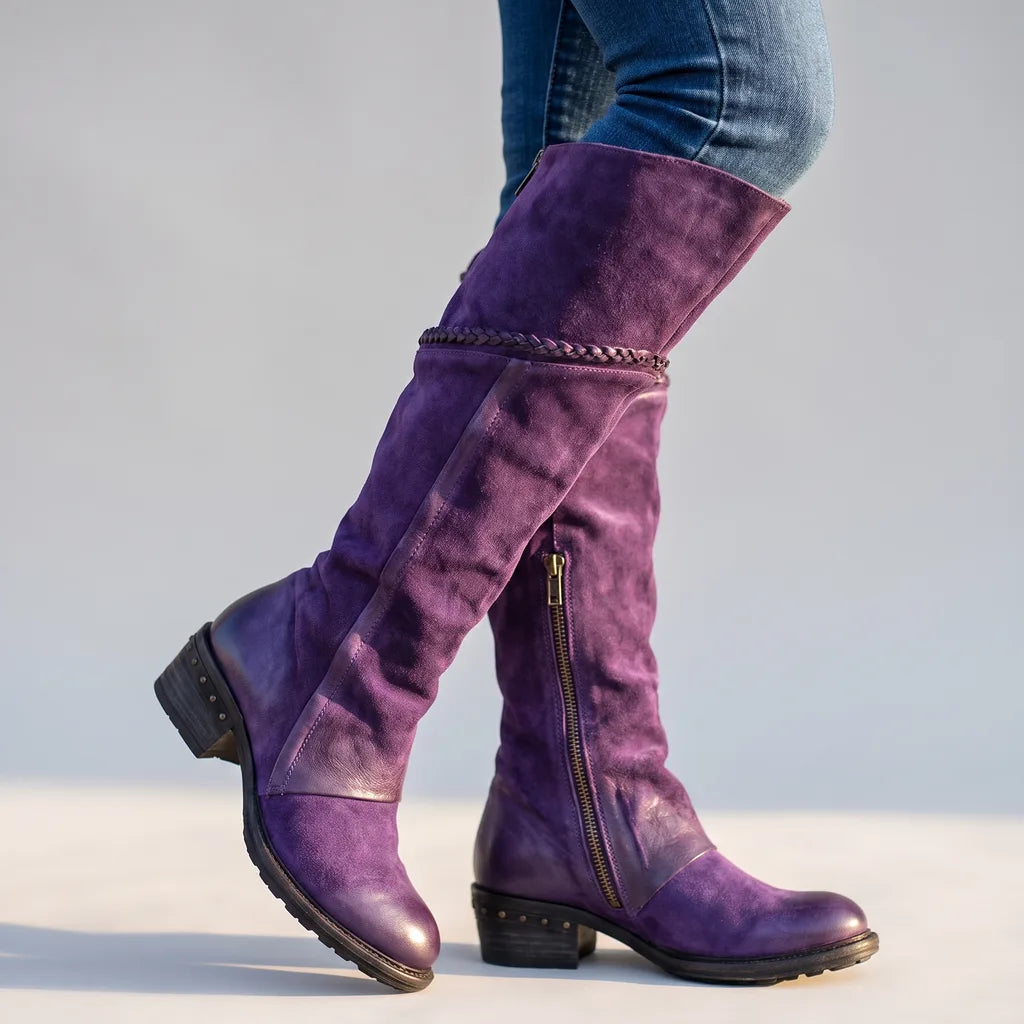 Ellie | Women's Orthopaedic Knee-High Boots  - Color:Purple;Size:35