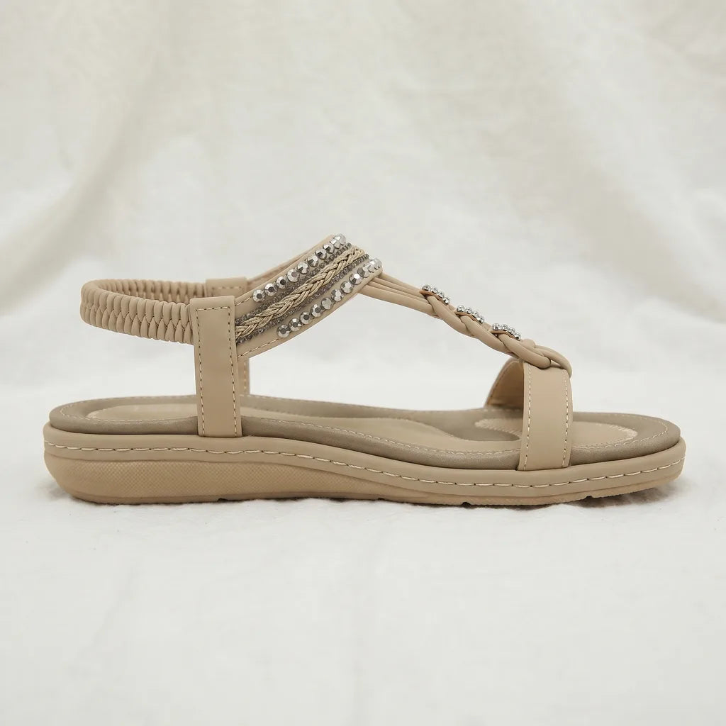 Eloise Embellished Strap Sandals - Color:Apricot;Size:36