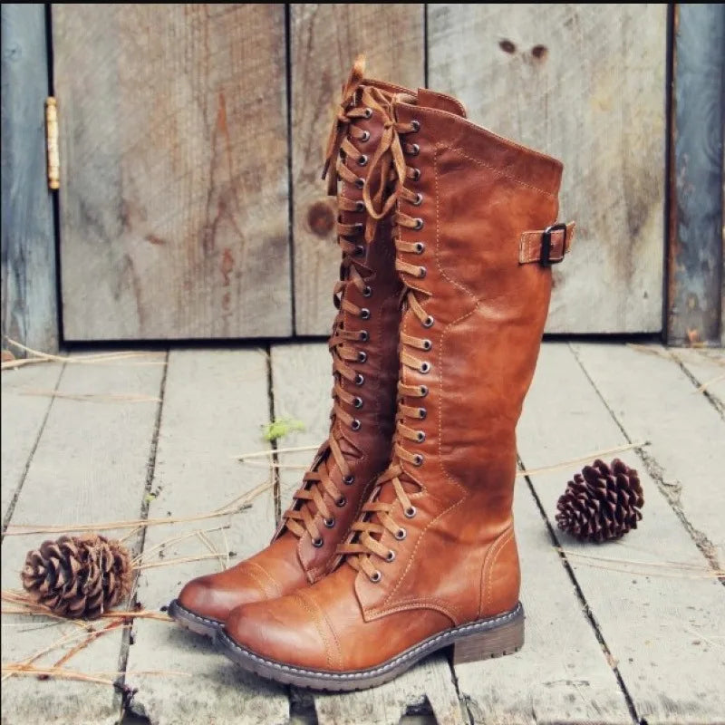 Elyse | Knee High Riding Boots - Color:Brown;Size:35