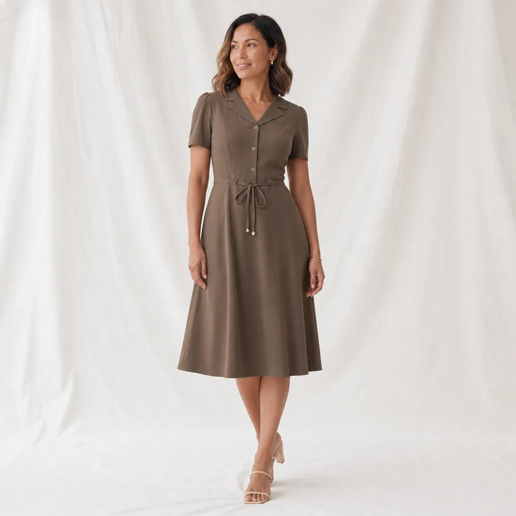 Women's Beige Emery Qipao Midi Dress