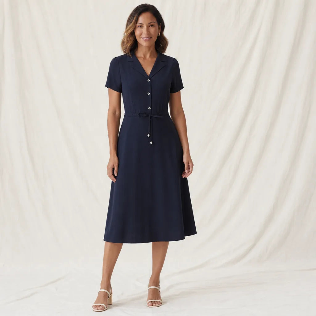 Emery Midi Dress - Color:Blue;Size:L