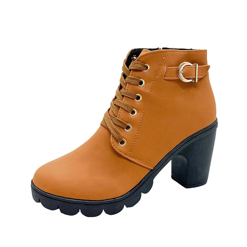 Emile | Women's Chunky-Heel Boots - Color:Yellow;Size:35
