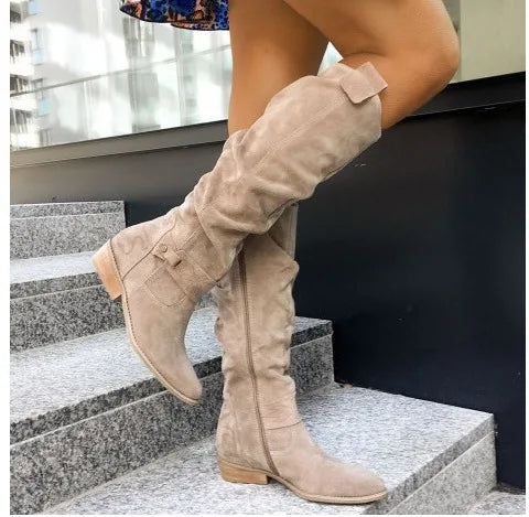 Emile | Women's Knee-High Boots - Color:Beige;Size:35