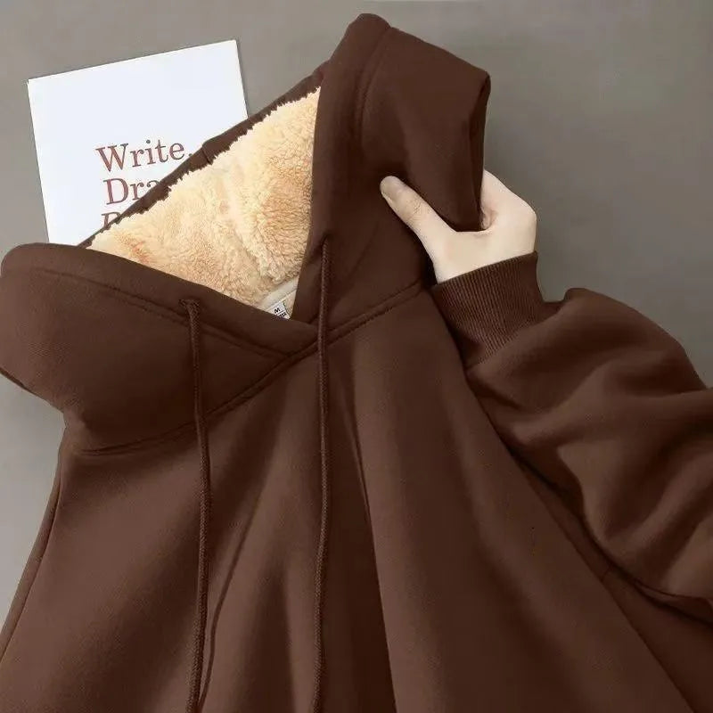 Emmett | Women's Fleece Lined Hoodie - Color:Brown;Size:S