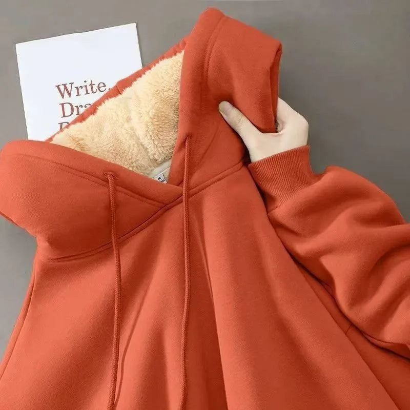 Emmett | Women's Fleece Lined Hoodie - Color:Orange;Size:S
