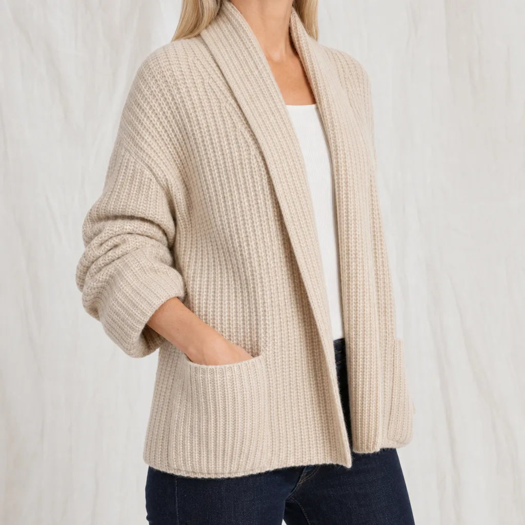 Women's Beige Arthur Longline Knit Cardigan